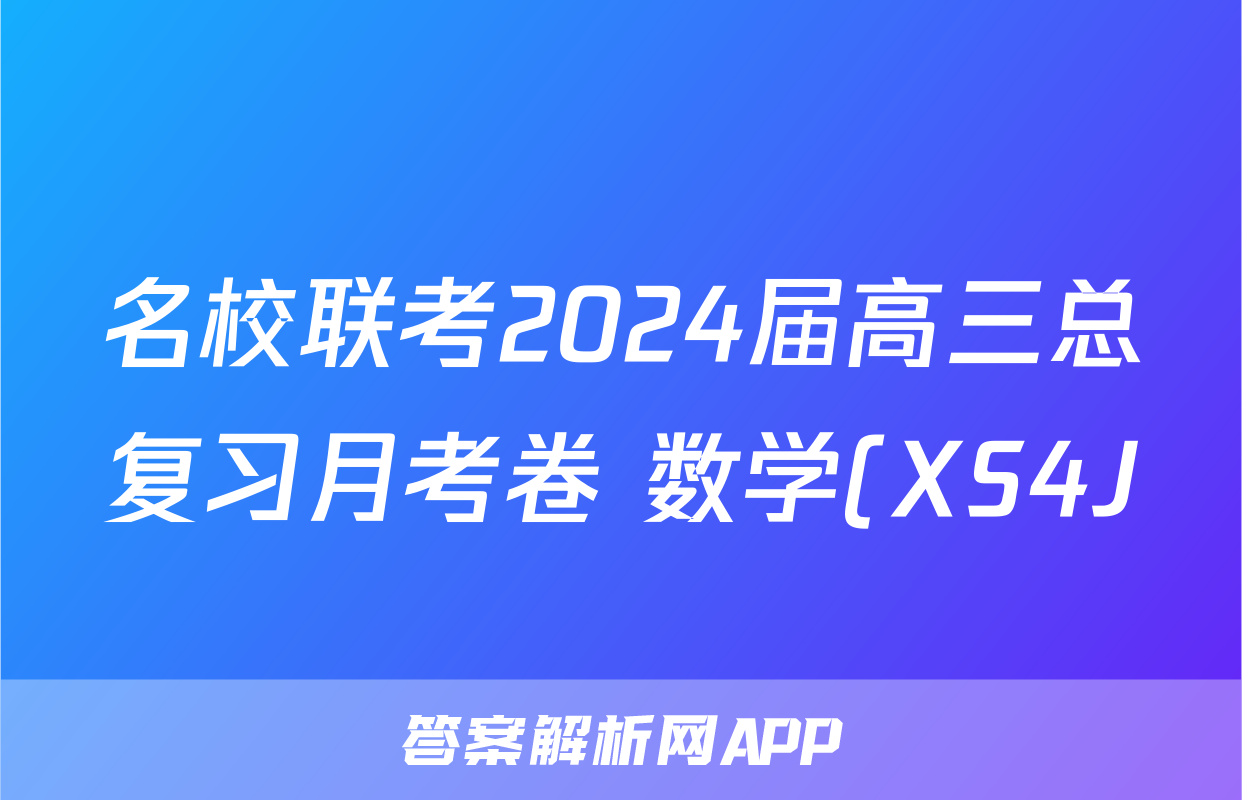 名校联考2024届高三总复习月考卷 数学(XS4J)(一)答案